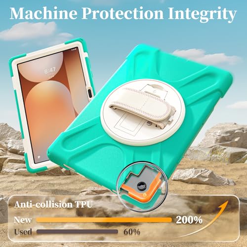 Coque antichoc Samsung Galaxy Tab A11 Plus verte anti-chute avec sangle SM-X230W - 2