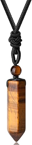 XIANNVXI Collar de cristal para hombres y mujeres, cuerda ajustable, punta hexagonal, cristal curativo, piedra natural, collares con dije de piedras
