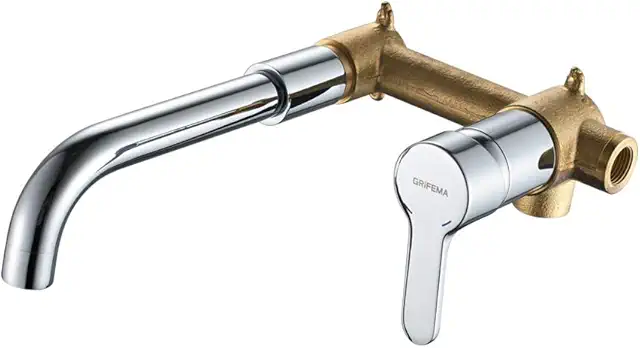 GRIFEMA Wall Mount Tub Faucet with Chrome Finish & Ceramic Valve