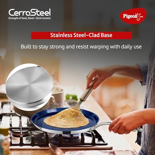 Image of Pigeon Cerrasteel 28cm Ceramic Tawa| Non-Stick| Ceramic Coated| Blue