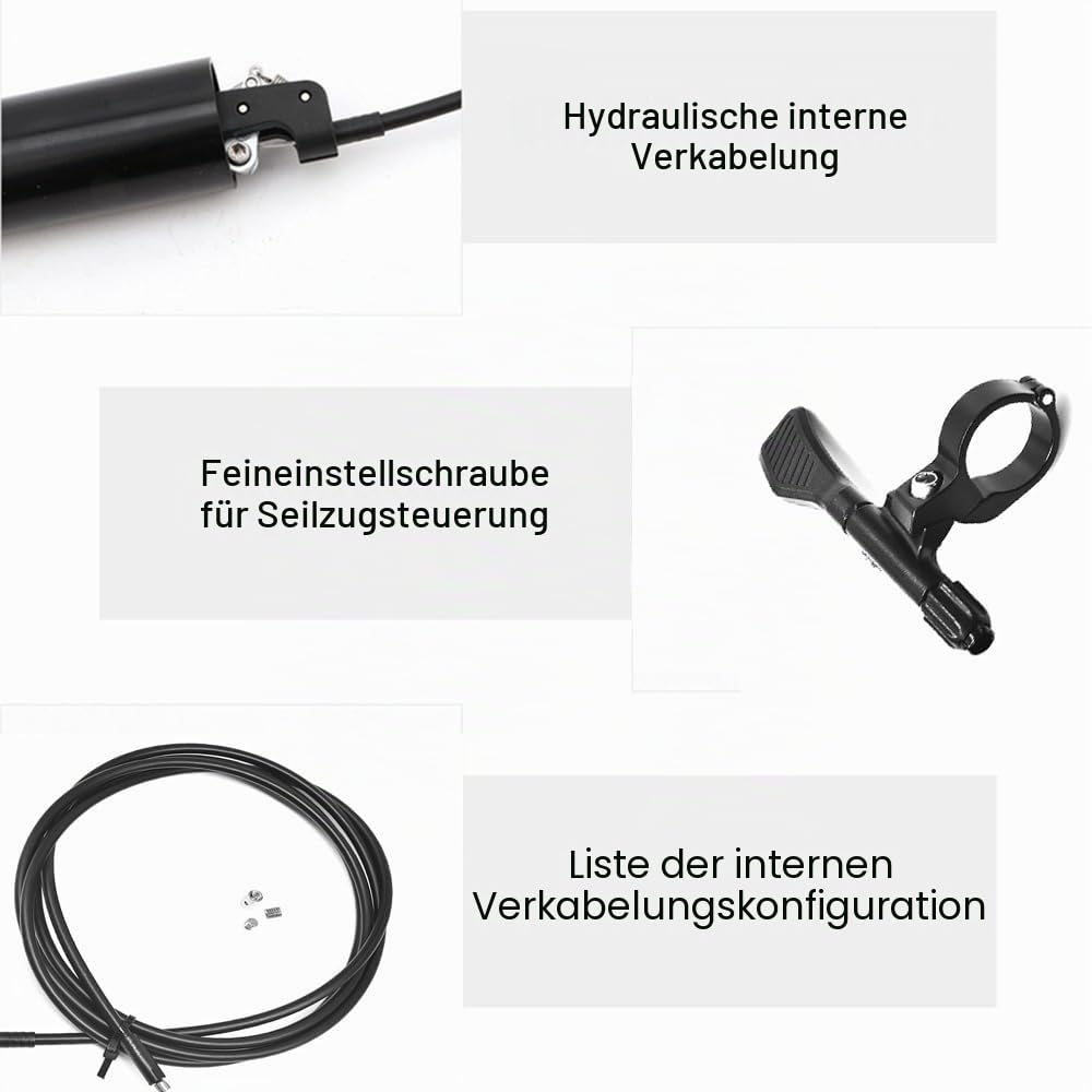 Fahrrad Dropper Sattelstütze, 30,9/31,6mm MTB Hydraulische Erwachsene Teleskopsattelstütze, Interne Zugführung Dropper Post für E-Bike/Rennrad, 100/125 mm Federweg, 395mm /345mm Längen