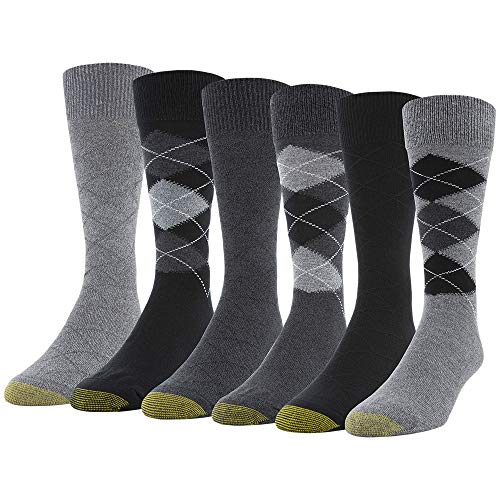 GOLDTOE Men's Campbell Argyle Crew Dress Socks, 6-Pairs