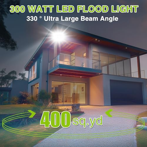 STASUN LED Flood Light Outdoor, Max Series 300W 30000lm 6000K Daylight IP66 Waterproof, Commercial Parking Lot Light,3 Heads for Yard Street Stadium Floodlight Bright Security Lights for Outdoor Area by STASUN - Image 2