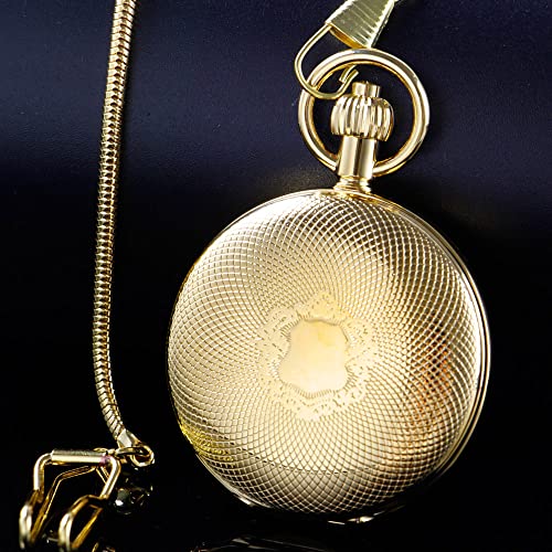 Alwesam Copper Mechanical Men's Pocket Watch Double Face Roman Numerals Hand Wind Pocket Watch With Chain&Box #TOP2