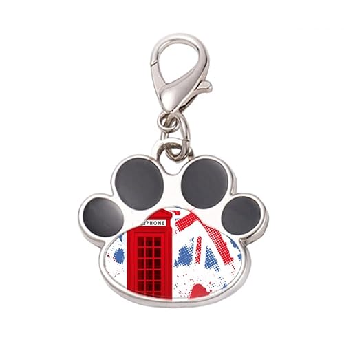 DIYthinker?Britain UK London Flag Red Telephone Booth Pet Tag Keychain Dog Cat ID