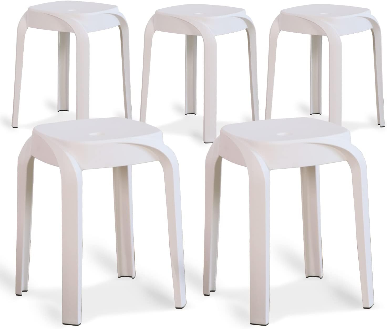 PRIVATE GARDEN Plastic Stackable Stool, 17.75" Portable Nesting Stools Stackable Backless Barstools Multipurpose School Classroom Decoration Furniture Stools for Home, Classrooms Pack of 5