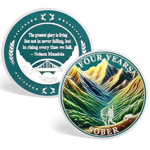 CHURYUML 4 Year Sobriety Chip Four Year Sober Coin Achievement Medallions Sobriety Gifts for Women Men AA Coins Alcoholics Anonymous Addiction Recovery Gift Affirmation Token