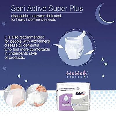 Seni Active Super Plus Unisex Adult Incontinence Underwear, Heavy Absorbency, Pull On Disposable Overnight Underwear for Men & Women (X-Large, 7, Count)