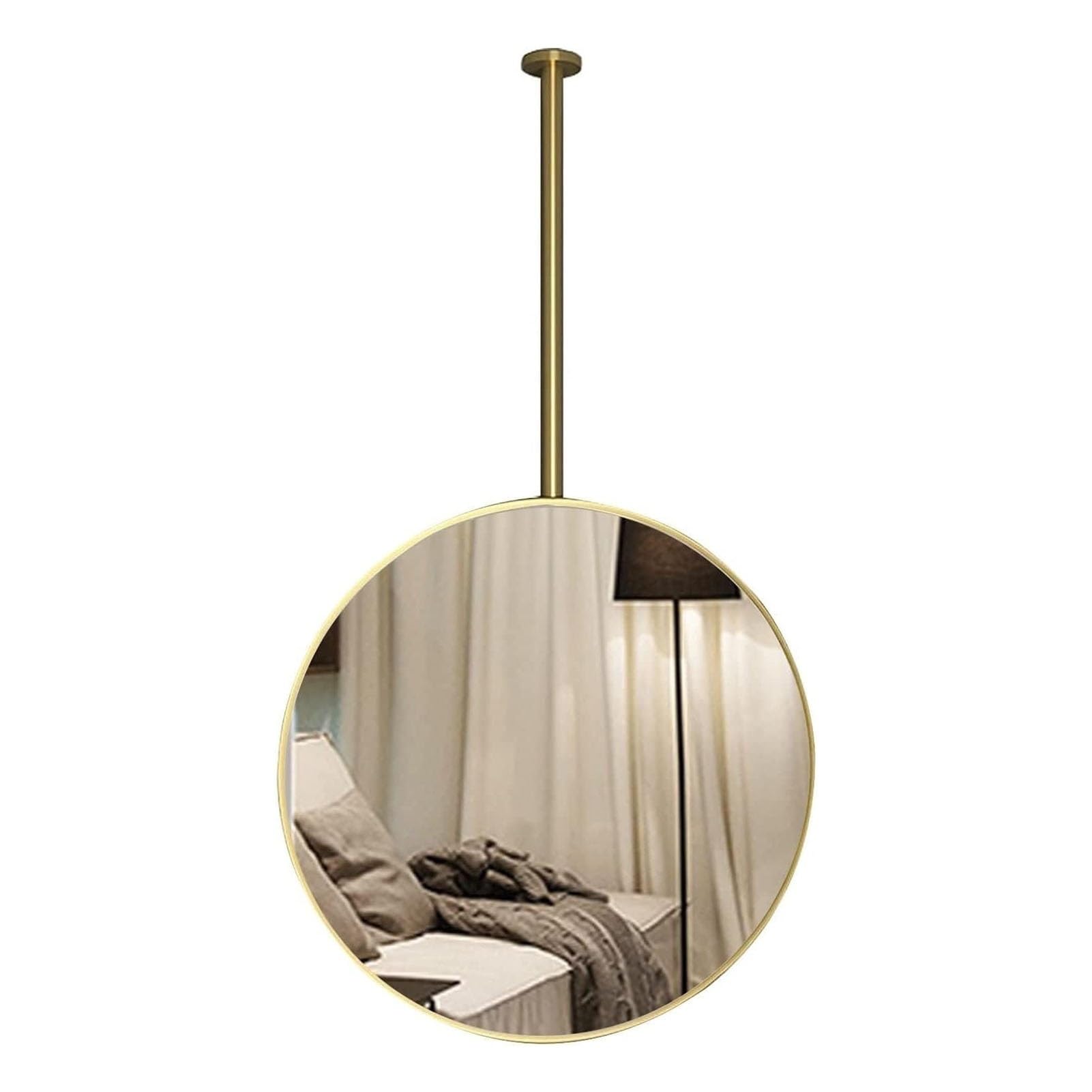 DFGHNBVC Round Ceiling Hanging Floating Mirror With Metal Frame And Hanging Rod For Restroom, Entrance, Store, Bathroom Suspended Large Decorative Mirror,