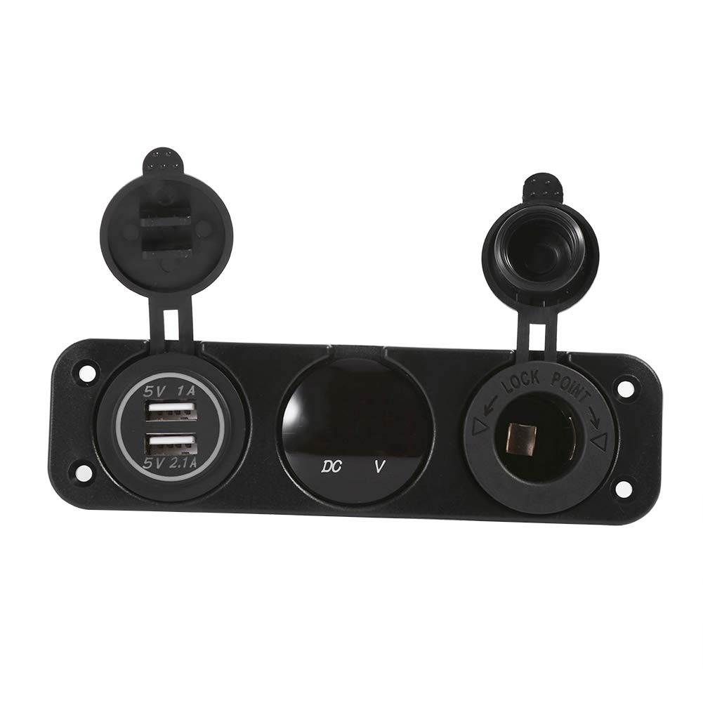 Keenso Pannello Auto 3 Fori Con Presa Accendisigari, Doppia USB E Voltmetro – Impermeabile - 5