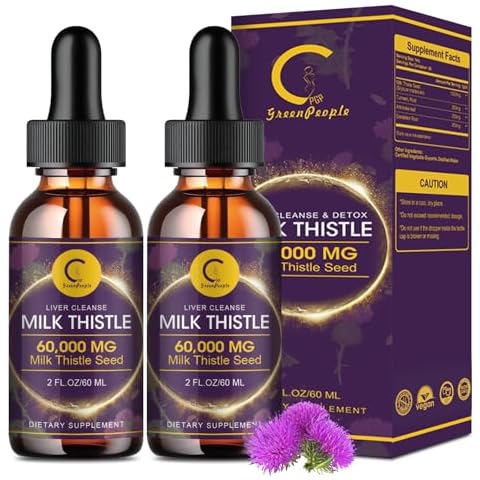 (2 Pack) Milk Thistle Liquid Drops for Liver Cleanse Detox & Repair, Milk Thistle Supplement with Dandelion Root, Artichoke & Turmeric for Liver Support and Immune Health, Vegan, Non-GMO, 4 FL OZ Cover