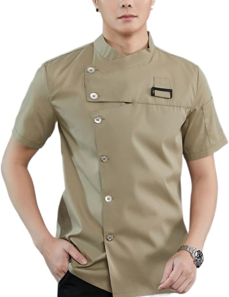 シェフ服 ユニフォーム 名入れ シェフコート 通気性の良い ユニセックス クラシックでカッコいい (Color : Brown, Size : XX-Large)