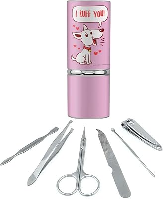 I Ruff Love You Dog Funny Humor Stainless Steel Manicure Pedicure Grooming Beauty Care Travel Kit