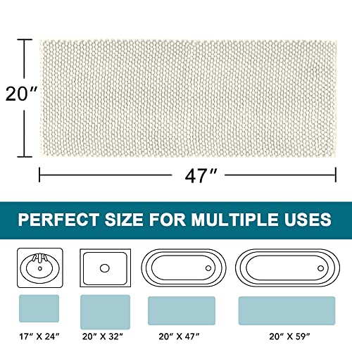 Turquoize Bath Rug Runner Long Bathroom Rug Large Size Plush Shaggy Chenille Bathroom Runner Rug 47 X 20 Non-Slip Bath Rug Runner Extra Soft & Absorbent Thick Shaggy Floor Mats, 47" X 20", Ivory #TOP5
