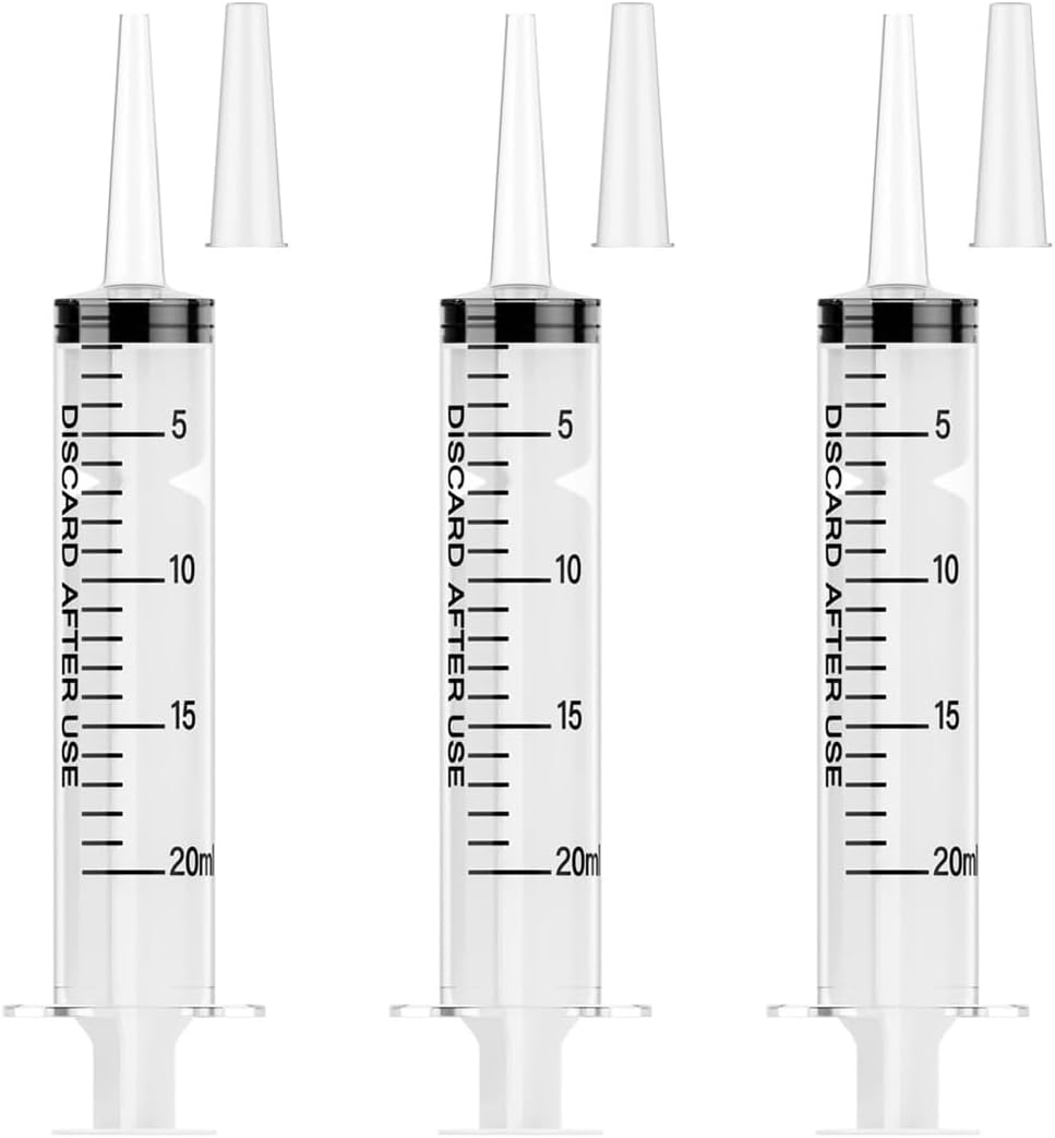 20 Cc Syringe without Needle, 20 Ml Syringe without Needle, Oral Syringe 20ml for Scientific Labs, Ink, Measurement, Dispensing, with Cap - 9 Pack