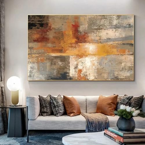 Impressions sur toile décoratives 70x90cm avec cadre abstrait jaune moderne