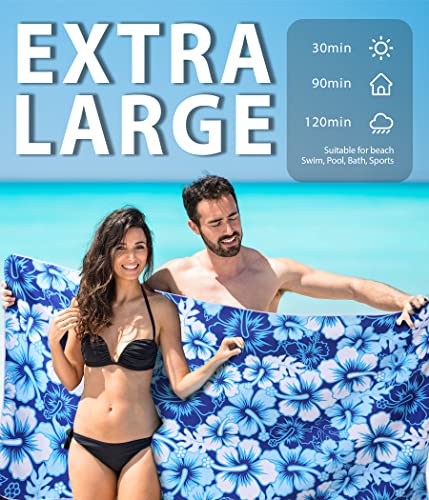 Microfiber Beach Towel – Hibiscus Quick Dry Lightweight Sand Free Oversized Large Towel Accessories Travel Must Have Swim Pool Yoga Camping Gear Summer Essentials Packable Sandproof Item Gift 72\" 36\"