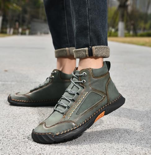 Men's Comfortable Handmade Leather Boots, Waterproof, Arch Support, Spacious Toe Box Outdoor Leather Shoes4