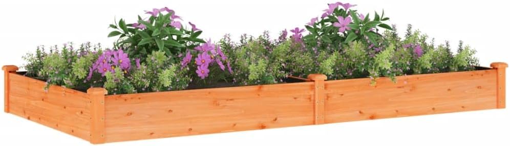 Extra Long Raised Garden Bed 94.5"x47.2"x9.8" Solid Fir Wood Planter Box Outdoor, Natural Brown Rectangular Elevated Garden Beds for Patio Backyard Herb & Veggie Growing