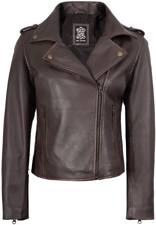 Blingsoul Real Lambskin Leather Jacket Women - Asymmetrical Style Womens Leather Jackets - Image 2