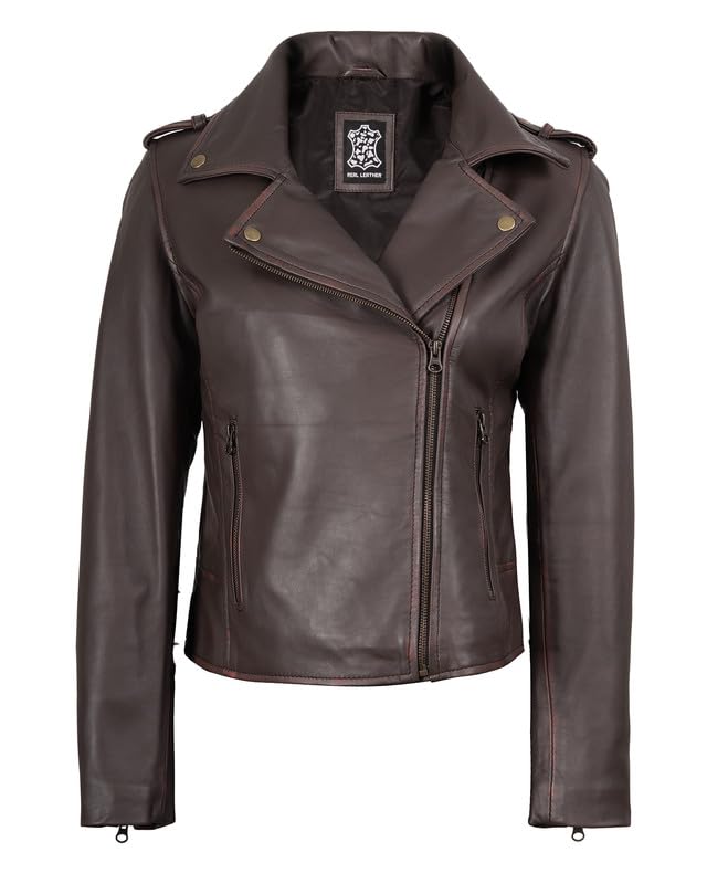 Blingsoul Real Lambskin Leather Jacket Women - Asymmetrical Style Womens Leather Jackets2