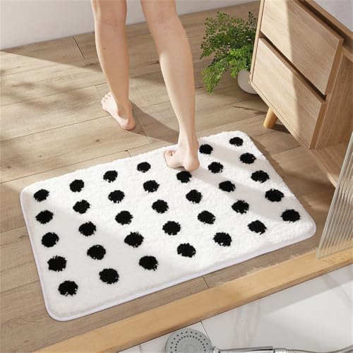Tapis de salle de bain à carreaux lavable en machine pour sol sec - 6