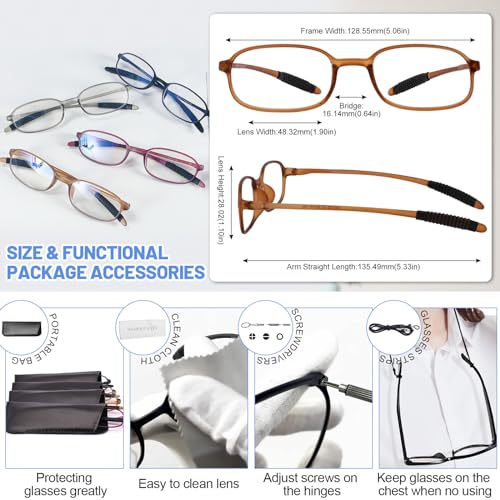 Image of 4 Packs Lightweight Reading Glasses for Women Men Blue Light Blocking Readers 1.0 1.5 2.0 2.5 3.0 4.0