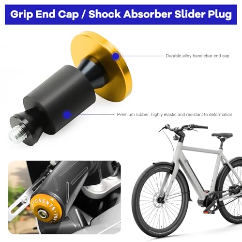Gdnecad 2 PCS Motorcycle Handle Bar End Weights, 7/8\" Aluminum Alloy Handlebar Grips Cap Anti-Vibration Slider Plug, Shockproof Handlebar End Plugs for Motorcycles Bikes Scooters (Golden) - Thumbnail 3