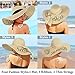 Senker Fashion Beach Hats for Women, Floppy Straw Sun Hat Embroidered Wide Brim for Summer Honeymoon Vacation Cruise Beige