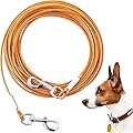 Tie Out Cable for Dogs, 20/30/50/100FT Dog Leads for Yard Chew Proof, Heavy Duty Dog Tie Out Cable for Large Dogs Up to 253lbs, Durable Dog Runner Tether Line for Outdoor,Yard (Orange, 120lbs / 30ft)