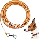Mi Metty Dog Tie Out Cable,50ft Dog Lead-Heavy Duty Tie Out Cable for for Large Dogs Up to 125lbs-Dog Chain for Yard-Outside Dogs Runner Tether Line