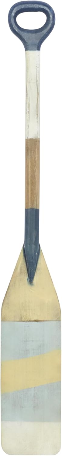 Deco 79 Wooden Paddle Home Wall Decor Novelty Canoe Oar Wall Sculpture with Arrow and Stripe Patterns, Wall Art 6" x 1" x 41", Multi Colored
