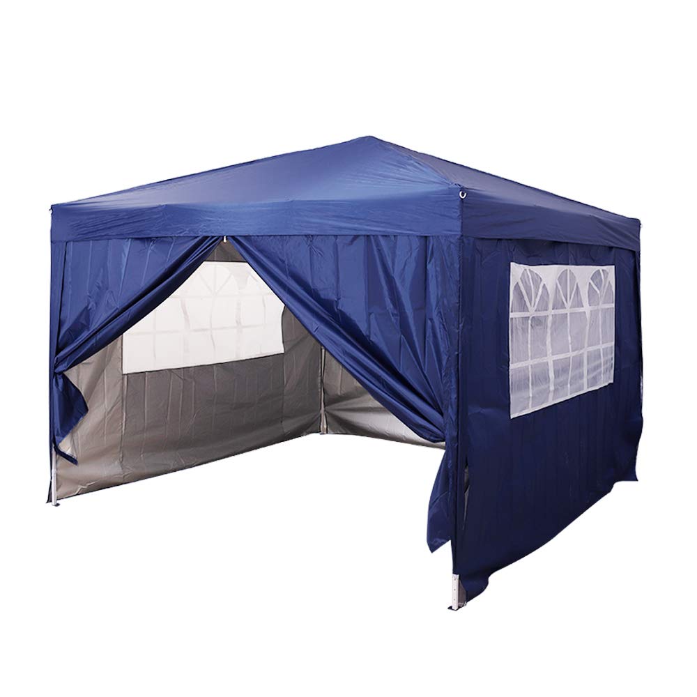 2MX2M 2.5MX2.5M 3MX3M Pop Up Gazebo Garden Party Tent With Sides Canopy Marquee (3mx3m, Blue)