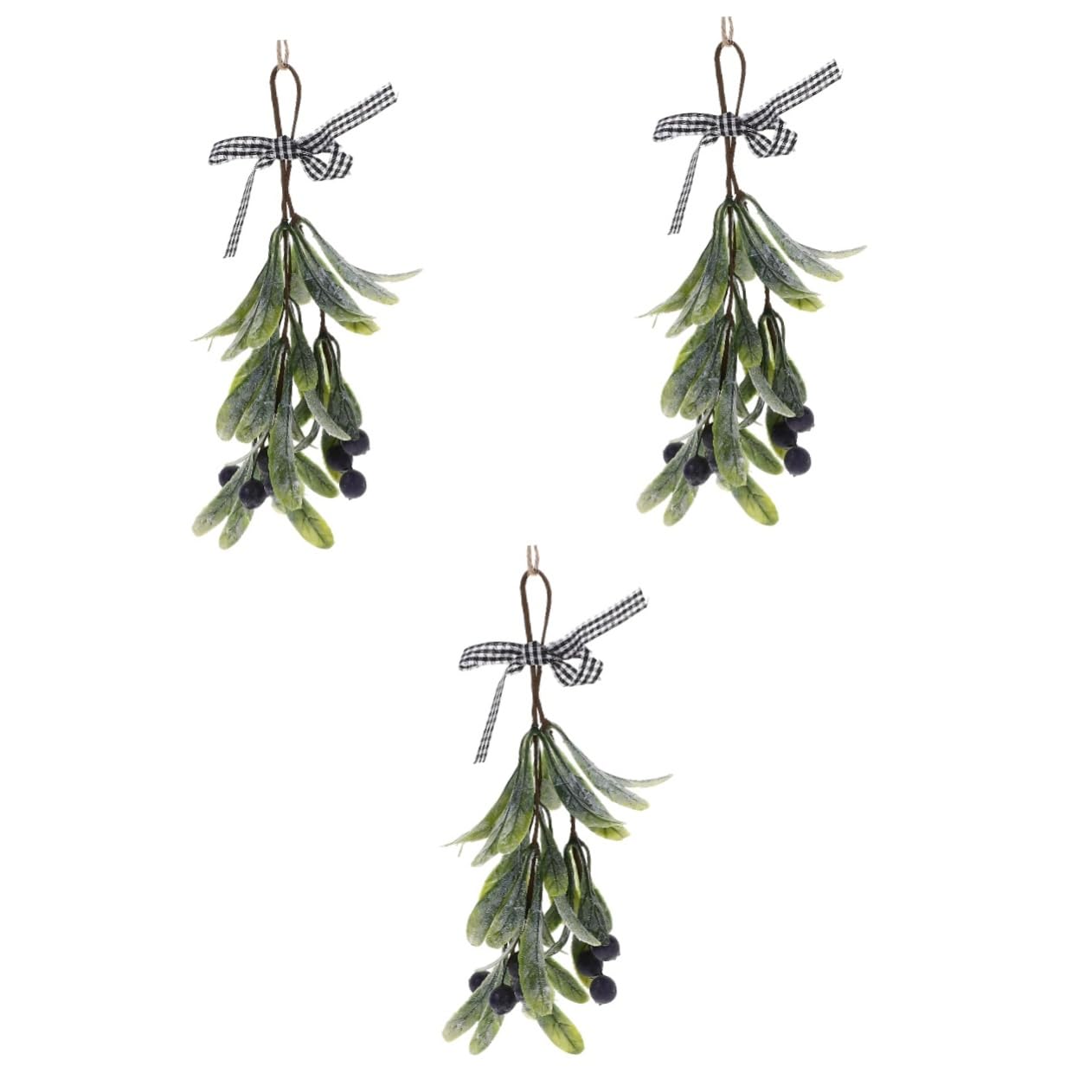 Unomor 3pcs Artificial Teardrop Swag with Berries Christmas Hanging Branch for Holiday Decor Blueberry Color Versatile Xmas Pendant for Home Party Decorations