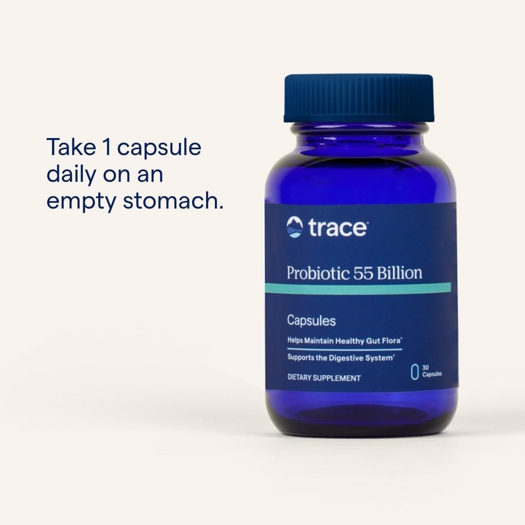 Trace Minerals Probiotic 55 Billion - High-Potency Probiotic for Small & Large Intestine Support - Age-Related Gut Support - Delayed Release Technology - Gluten-Free - 30 Count (30 Servings)