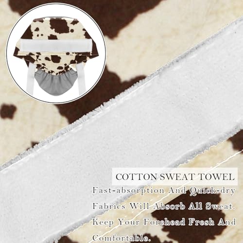 Image of 2 PCS Bouffant Cap with Button Ponytail Pouch Working Cap Sweatband Adjustable Surgical Cap Black and White Cow