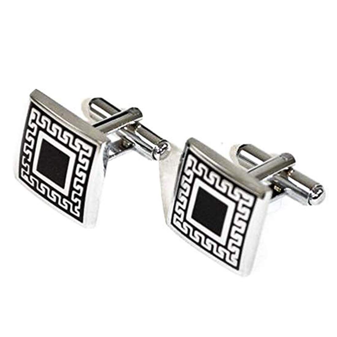 Peora Black Square Shield Silvery Tone Premium Cufflinks for Men Business Corporate Wedding Gift (B07MX5NZV5) Amazon Price History, Amazon Price Tracker