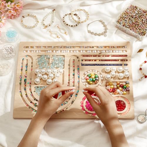 BENECREAT 39x29cm Wooden Bead Design Board Bead Making Supplies Beading Trays Mats for Bracelet Necklaces Jewelry Making DIY Design 1cm Thick - Image 3