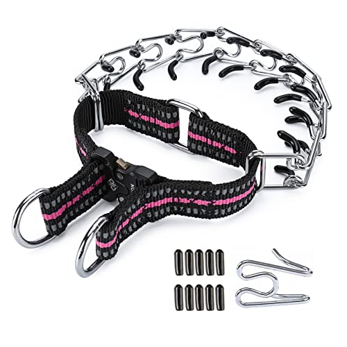 JIPIMON Pinch Collar for Dogs Adjustable Dog Training Collar with Comfortable Rubber Tip and Quick Release Buckle for Small Medium Large Dogs (Medium, Purple)