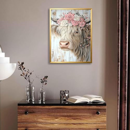 Highland Cow Canvas Wall Art 12X16in Metal Framed - image 2
