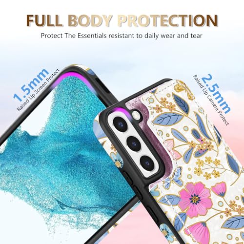 Coque portefeuille fleurs pour Samsung S22 Plus : l'accessoire chic de vos sorties - 4