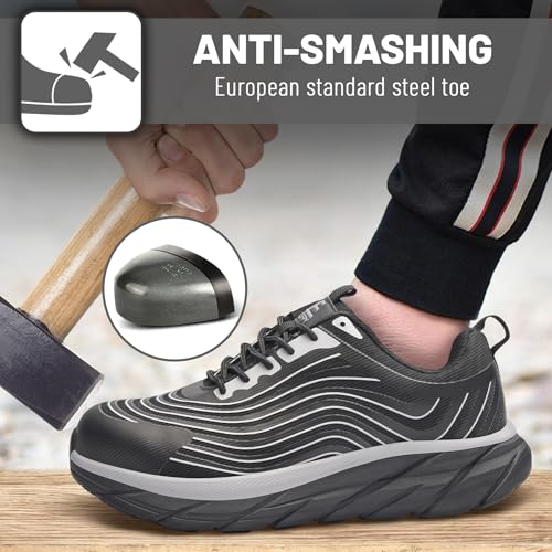 Unisex Adults Work Shoes - Black - All Seasons - Industrial & Construction - Lace-Up - Mesh - Moderate Cushioning - Hiking - Adults (Men & Women) Outdoor Enthusiasts & Athletes2