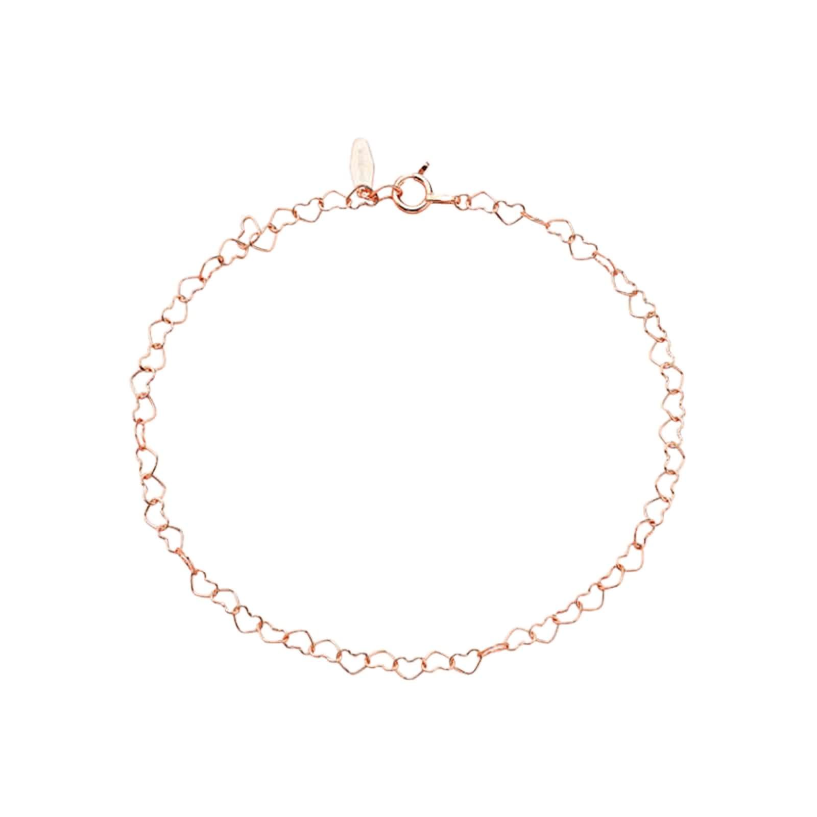 Bracciale Oro Rosa Donna 9 Carati / 14 Carati / 18 Carati, Cuore Cavo, Lunghezza 16 CM, Braccialetto Catena Donna Oro Rosa