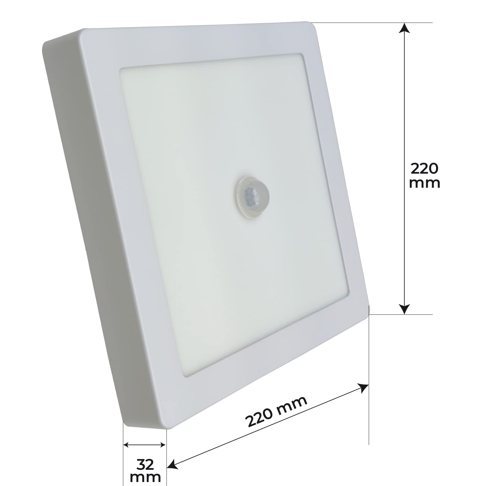LED ATOMANT 5x Plafon LED Cuadrado Superficie 220mm 20W Luz Fria con Sensor