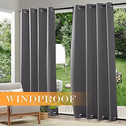 Ryb Home RYBUSOTDCGM2-5296C01 2 Panels Outdoor Curtains Weighted Windproof Curtains Blackout Waterproof Panels Block Sun & Heat Outdoor Divider thumb #2