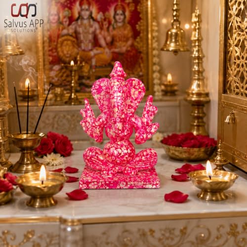 Image of Salvus App Solutions Pink Crystal Ganesh Idol for Car Dashboard & Home Decor | Double Side Face Lord Ganesha Murti | Decorative Dashboard Showpiece for Car, Office & Mandir (2-3 Inch)