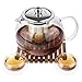 Tynx Glass Teapot with Infuser, 2-Double Wall Glass Tea Cups and Japanese Bamboo Tray, Microwave, Stovetop Safe (33.8 Oz)