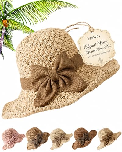 Sombrero femenino de paja tejido con lazo y ala ancha beige