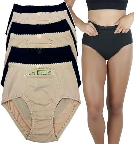 Image of ToBeInStyle Women's High Waisted Zippered Front Pocket Basic Girdle Panties Briefs