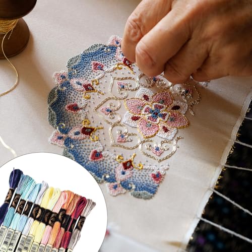 Image of 12 Skeins 105 Yards 6 Strands Embroidery Floss Colorful Gradient Thread Cross Stitch Variegated Friendship Bracelet String Cord Bulk Yarn Set for Bracelets Hand Sewing Making DIY Crafts